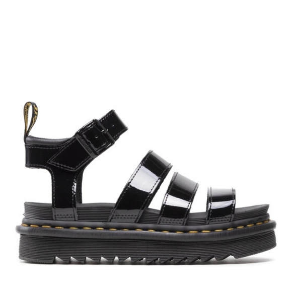 New! Dr. Martens Blaire Black Patent Leather Strap Sandals EU 38 - Picture 4 of 16